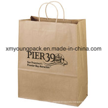 Custom Printed Gift Packaging Brown Shopping Kraft Paper Bag